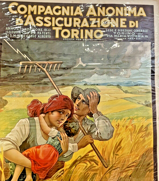 Manifesto originale Osvaldo Ballerio - 1934 - Compagnia d'Assicurazioni Toro