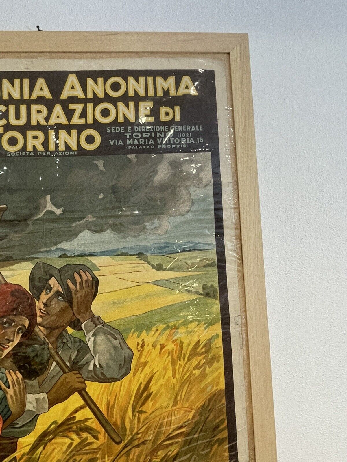 Manifesto originale Osvaldo Ballerio - 1934 - Compagnia d'Assicurazioni Toro